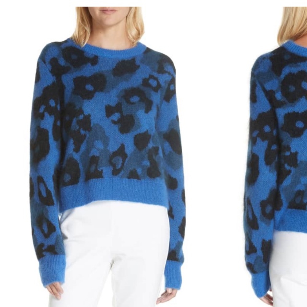 rag & bone blue leopard crewneck sweater